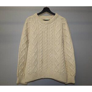 Vintage Glencraft Wool Cardigan Women’s M Ivory Handknit Button-Up Sweater